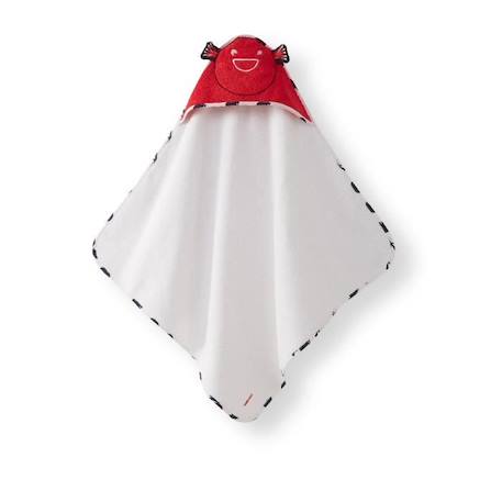 Cape de bain bébé CATIMINI Créative Côtier - 100% Coton - Blanc et Rouge - 80x80 cm + Gant de toilette 15x21 cm BLANC 2 - vertbaudet enfant 