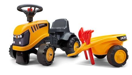 Porteur tracteur JCB avec remorque et accessoires - FALK - Dès 12 mois - 100% fabriqué en France - 60% plastique recyclé JAUNE 1 - vertbaudet enfant 