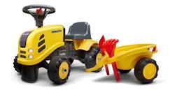 Jouet-Jeux de plein air-Porteur tracteur Komatsu avec remorque - Falk - Jaune - A partir de 12 mois - Poids jusqu'à 25 kg - Sans pédale