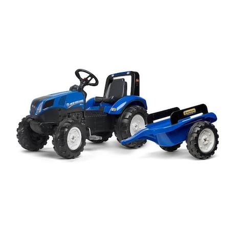 Tracteur enfant New Holland T8 + remorque - FALK - Véhicule agricole et de chantier - Bleu et Noir BLEU 1 - vertbaudet enfant 