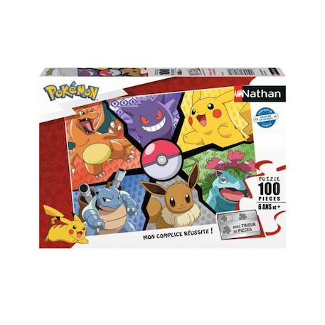 Puzzle 100 pièces - NATHAN - Pokémon Pikachu Evoli - Blanc - Mixte - 6 ans BLANC 3 - vertbaudet enfant 