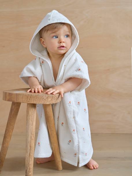 Poncho de bain bébé GIVERNY personnalisable, avec coton recyclé blanc imprimé 1 - vertbaudet enfant 