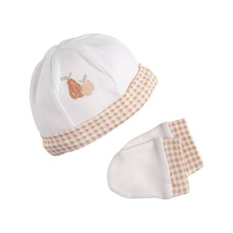 Bébé-Accessoires-Bonnet, écharpe, gants-Lot bonnet et moufles bébé en coton