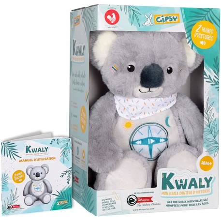 Gipsy Toys - KWALY- Koala conteur d’Histoires - Peluche Qui Parle Interactive -Version française - 2 Heures de Contes Merveilleux GRIS 1 - vertbaudet enfant 
