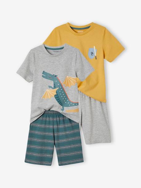 oeko-tex-Garçon-Pyjama, surpyjama-Lot de 2 pyjashorts chevalier et dragons