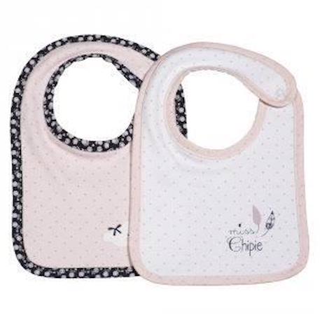 Bavoirs en coton Rose - Sauthon - Lot de 2 - Douceur et absorption - Ouverture facile ROSE 2 - vertbaudet enfant 