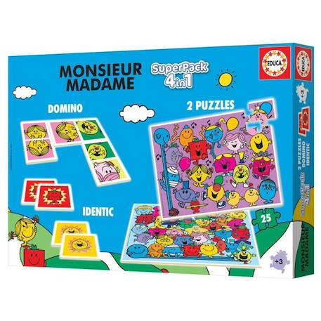 2 jeux éducatifs basiques et 2 puzzles - EDUCA - Educa® Superpack Monsieur Madame BLEU 2 - vertbaudet enfant 