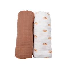 Linge de maison et décoration-Linge de lit bébé-Lot de 2 draps housse 65x130 cm en coton bio