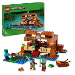 Jouet-Jeux d'imagination-LEGO® 21256 Minecraft La Maison de la Grenouille, Jouet avec Figurines d'Animaux, Personnages : Zombie et Explorateur