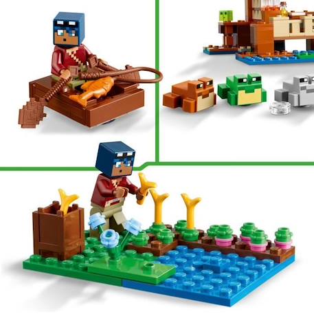 LEGO® 21256 Minecraft La Maison de la Grenouille, Jouet avec Figurines d'Animaux, Personnages : Zombie et Explorateur VERT 4 - vertbaudet enfant 