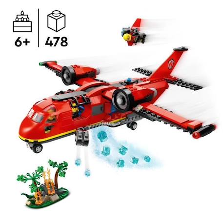 LEGO® 60413 City L’Avion de Sauvetage des Pompiers, Jouet avec 3 Minifigurines de Pilote, Pompière ROUGE 2 - vertbaudet enfant 