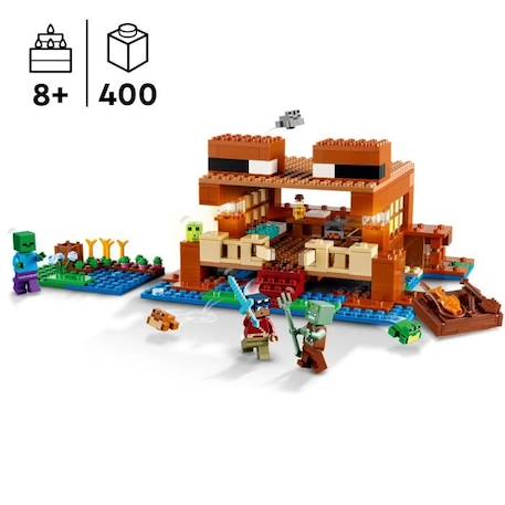LEGO® 21256 Minecraft La Maison de la Grenouille, Jouet avec Figurines d'Animaux, Personnages : Zombie et Explorateur VERT 2 - vertbaudet enfant 
