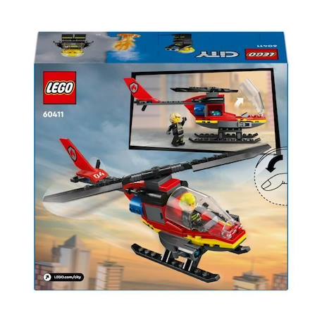 LEGO® 60411 City L’Hélicoptère de Secours des Pompiers, Jouet avec Minifigurines de Pilote Pompier, Cadeau pour Enfants ROUGE 6 - vertbaudet enfant 