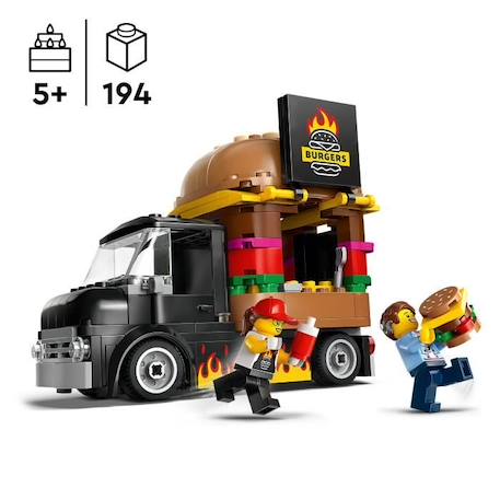 LEGO® 60404 City Le Food-truck de Burgers, Jouet de Camionnette, Jeu Imaginatif avec Camionnette et Minifigurines ROUGE 2 - vertbaudet enfant 