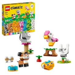 Jouet-LEGO® 11034 Classic Les Animaux de Compagnie Créatifs, Jouet avec Animaux, Modèle Chien, Chat, Lapin, Hamster et Oiseau