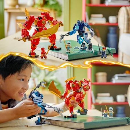 LEGO® 71808 NINJAGO Le Robot Élémentaire du Feu de Kai, Jouet Ninja avec Figurine Personnalisable Plus Minifigurines Kai et Zane ROUGE 5 - vertbaudet enfant 