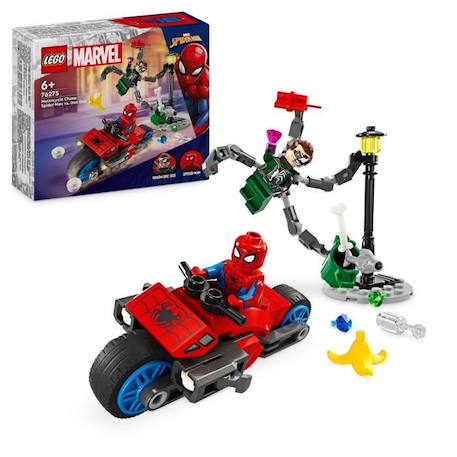 LEGO® 76275 Marvel La Course-poursuite en Moto : Spider-Man contre Docteur Octopus, Jouet avec Moto avec Canons ROUGE 1 - vertbaudet enfant 