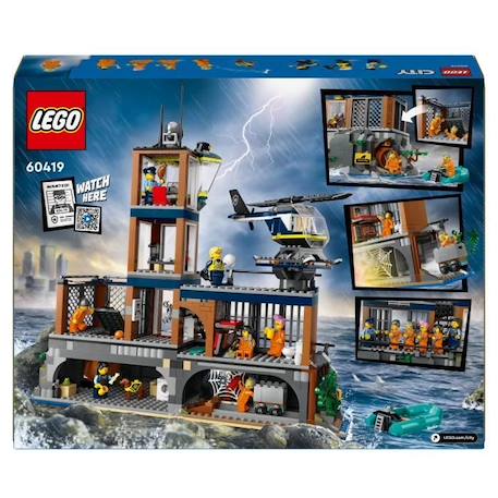 LEGO® 60419 City La Prison de la Police en Haute Mer, Jouet avec Hélicoptère et Bateau, 7 Minifigurines et Figurine de Chien GRIS 6 - vertbaudet enfant 