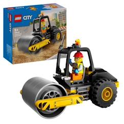 Jouet-Jeux d'imagination-LEGO® 60401 City Le Rouleau Compresseur de Chantier, Maquette de Jouet de Camion avec Minifigurines d'Ouvrier