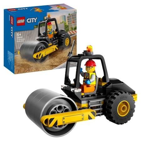 LEGO® 60401 City Le Rouleau Compresseur de Chantier, Maquette de Jouet de Camion avec Minifigurines d'Ouvrier JAUNE 1 - vertbaudet enfant 