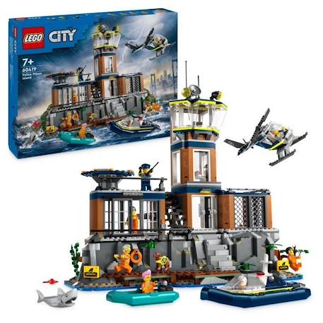 LEGO® 60419 City La Prison de la Police en Haute Mer, Jouet avec Hélicoptère et Bateau, 7 Minifigurines et Figurine de Chien GRIS 1 - vertbaudet enfant 