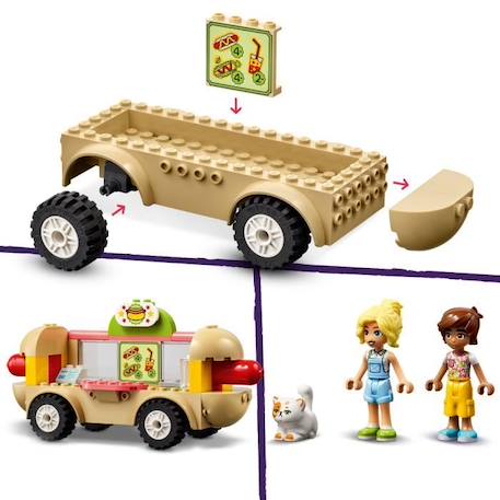 LEGO® 42633 Friends Le Food-Truck de Hot-Dogs, Jouet de Restaurant Mobile, avec Figurines et Chat, Cadeau Enfants JAUNE 4 - vertbaudet enfant 