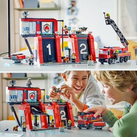 LEGO® 60414 City La Caserne et le Camion de Pompiers, Jouet de Figurine de Chien et 5 Minifigurines, Cadeau Enfants ROUGE 5 - vertbaudet enfant 