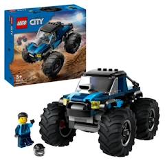 Jouet-Jeux d'imagination-Jeux de construction-LEGO® 60402 City Le Monster Truck Bleu, Jouet Camion Tout-Terrain et Minifigurine de Conducteur, Cadeau Enfants