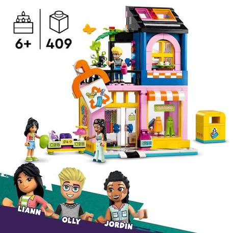 LEGO® 42614 Friends La Boutique de Vêtements Vintage, Modèle avec les Mini-Poupées Olly, Liann et Jordin et une Figurine de Chat BLEU 2 - vertbaudet enfant 