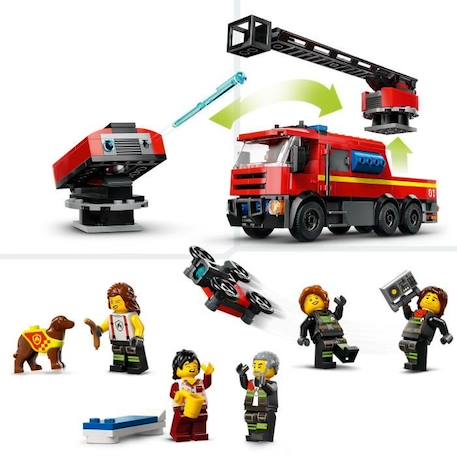 LEGO® 60414 City La Caserne et le Camion de Pompiers, Jouet de Figurine de Chien et 5 Minifigurines, Cadeau Enfants ROUGE 4 - vertbaudet enfant 