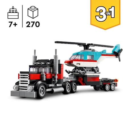 LEGO® 31146 Creator 3en1 Le Camion Remorque avec Hélicoptère, Jouet d'Hélicoptère et Camion, Avion et Camion-Citerne JAUNE 2 - vertbaudet enfant 