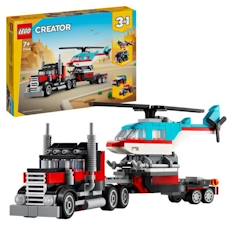 Jouet-LEGO® 31146 Creator 3en1 Le Camion Remorque avec Hélicoptère, Jouet d'Hélicoptère et Camion, Avion et Camion-Citerne