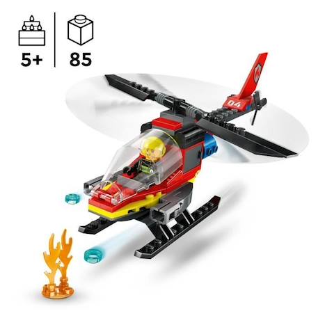 LEGO® 60411 City L’Hélicoptère de Secours des Pompiers, Jouet avec Minifigurines de Pilote Pompier, Cadeau pour Enfants ROUGE 2 - vertbaudet enfant 