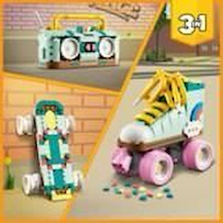 LEGO® 31148 Creator 3en1 Les Patins à Roulettes Rétro, Jouet avec Mini-Skateboard et Boombox, Décoration Rétro VERT 4 - vertbaudet enfant 
