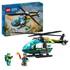 -LEGO® 60405 City L’Hélicoptère des Urgences, Jouet pour Enfants, avec Minifigurines : Pilote, Randonneur et Sauveteur