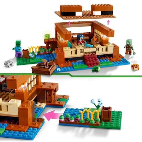 LEGO® 21256 Minecraft La Maison de la Grenouille, Jouet avec Figurines d'Animaux, Personnages : Zombie et Explorateur VERT 3 - vertbaudet enfant 