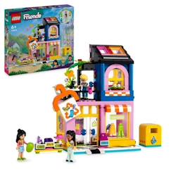 -LEGO® 42614 Friends La Boutique de Vêtements Vintage, Modèle avec les Mini-Poupées Olly, Liann et Jordin et une Figurine de Chat