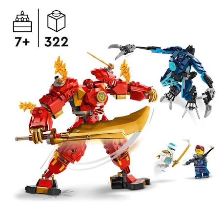 LEGO® 71808 NINJAGO Le Robot Élémentaire du Feu de Kai, Jouet Ninja avec Figurine Personnalisable Plus Minifigurines Kai et Zane ROUGE 2 - vertbaudet enfant 