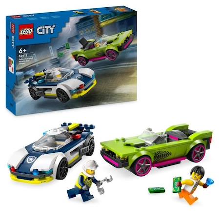 LEGO® 60415 City La Course-Poursuite entre la Voiture de Police et la Super Voiture, Jouet avec Minifigurines, Cadeau Enfants BLANC 1 - vertbaudet enfant 