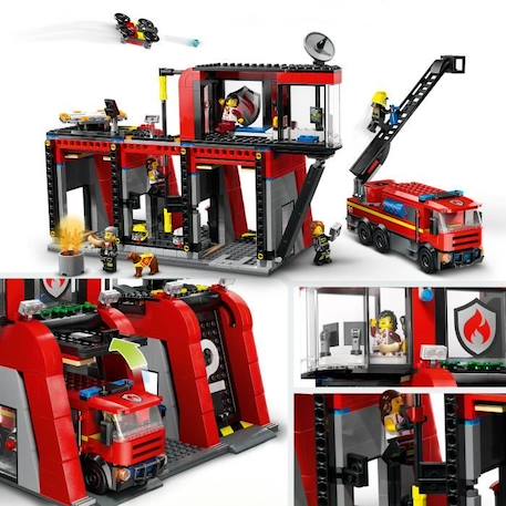 LEGO® 60414 City La Caserne et le Camion de Pompiers, Jouet de Figurine de Chien et 5 Minifigurines, Cadeau Enfants ROUGE 3 - vertbaudet enfant 