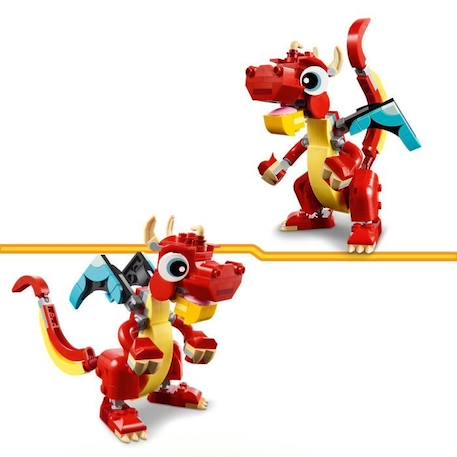 LEGO® 31145 Creator 3en1 Le Dragon Rouge; Jouet avec 3 Figurines d'Animaux, dont un Dragon Rouge, un Poisson et un Phénix ROUGE 3 - vertbaudet enfant 