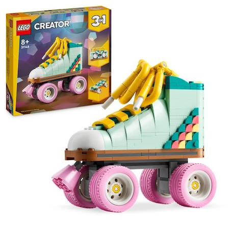 LEGO® 31148 Creator 3en1 Les Patins à Roulettes Rétro, Jouet avec Mini-Skateboard et Boombox, Décoration Rétro VERT 1 - vertbaudet enfant 