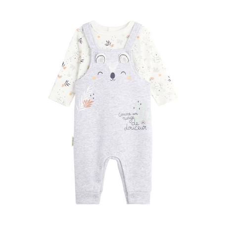 Ensemble salopette bébé en molleton et t-shirt Nuage GRIS 1 - vertbaudet enfant 