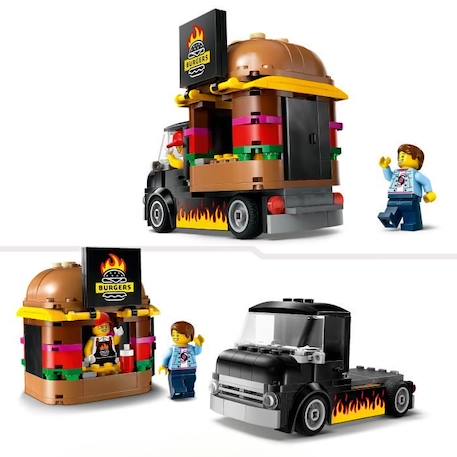 LEGO® 60404 City Le Food-truck de Burgers, Jouet de Camionnette, Jeu Imaginatif avec Camionnette et Minifigurines ROUGE 3 - vertbaudet enfant 