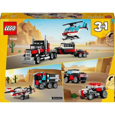 LEGO® 31146 Creator 3en1 Le Camion Remorque avec Hélicoptère, Jouet d'Hélicoptère et Camion, Avion et Camion-Citerne JAUNE 6 - vertbaudet enfant 