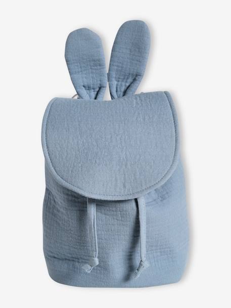 Sac à dos personnalisable en gaze de coton bleu grisé+taupe 1 - vertbaudet enfant 