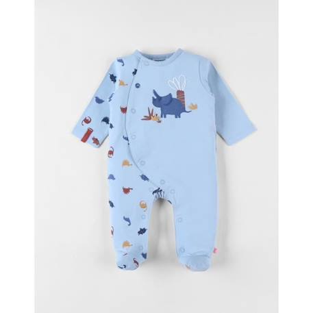 Pyjama 1 pièce en jersey de coton avec imprimé dinosaures BLEU 1 - vertbaudet enfant 