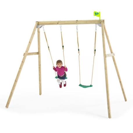 Portique forest tp toys 2 balancoires / kit d'ancrage h.200 cm MARRON 3 - vertbaudet enfant 