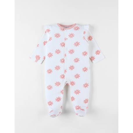 Pyjama 1 pièce tournesol en jersey écru/corail ROSE 1 - vertbaudet enfant 