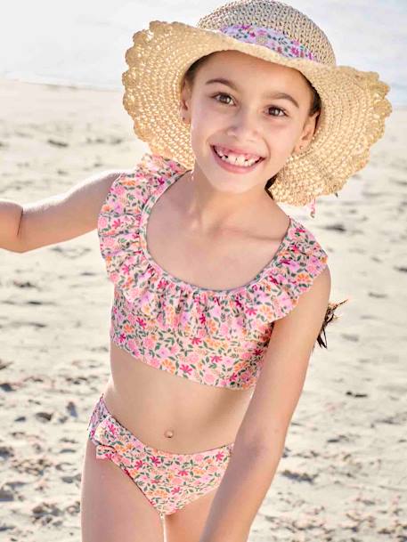 Maillot de bain 2 pièces imprimé fleuri rose pâle+vert imprimé 6 - vertbaudet enfant 